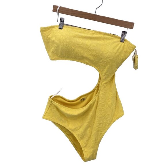 Aerie One Piece Swimsuit XL Cheeky Asymmetrical Cut-Out Textured New - Picture 1 of 8